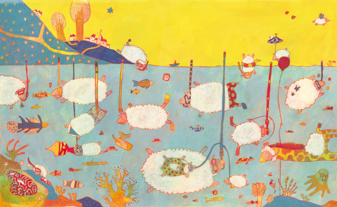 Schnorchelnde Schafe (Kunstanstifter Verlag)